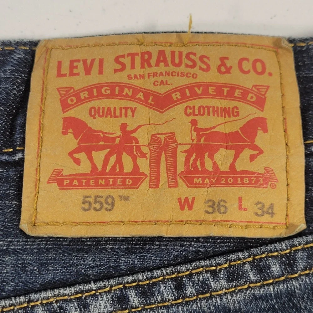 Levis 559 Relaxed Straight Jeans Mens 36x34 Blue Medium‎ Wash Denim Pants